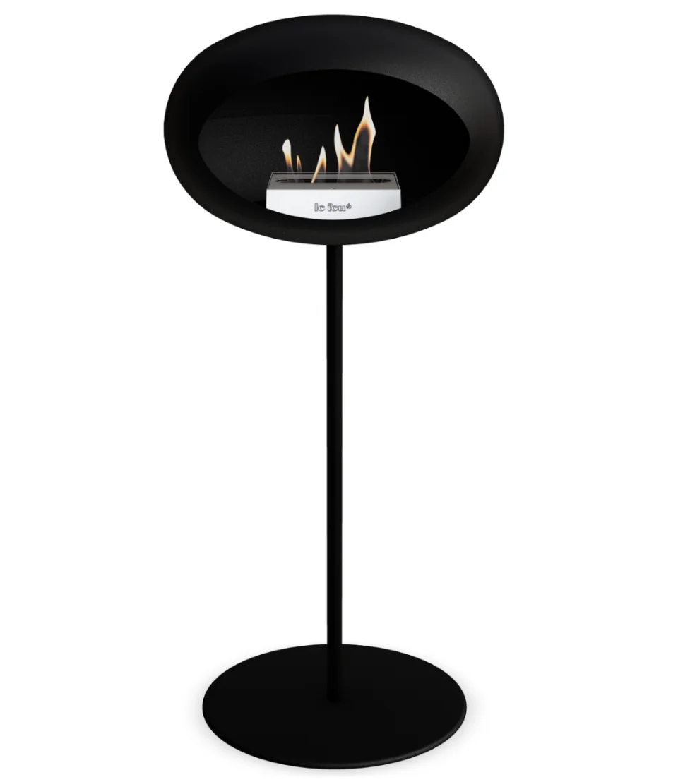 Black fireplace on pole